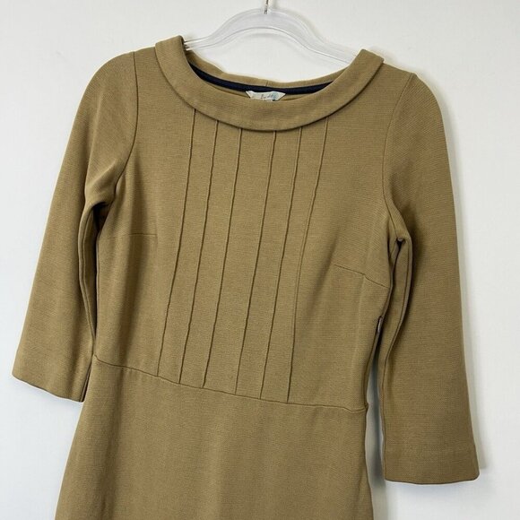 Boden Alexa Dress Womens Size 6 Tan Beige 3/4 Sleeves - Picture 2 of 9